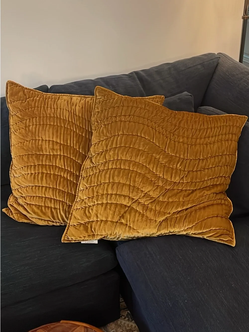 West Elm Golden Oak Lush Velvet Wave Euro Shams Set PILLOWS NOT INCLUDED